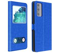Housse Samsung S20 FE Étui Intégral Double Fenêtre Support Vidéo bleu