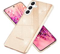 Housse scintillante NALIA pour Samsung Galaxy S24 Housse, Housse transparente en silicone pour téléphone portable, Housse scintillante or