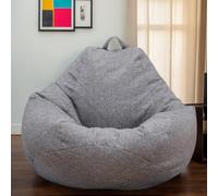 Housse Seule pour Grand Pouf Velours Uni Souple avec Fermeture Lavable Déhoussable Chaise Beanbag Adulte Ado Stockage Peluches Chambre Salon,Grey 1,105 * 115cm