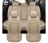Housse Siège Auto pour Mercedes-Benz E-class E420 CDI Ensemble Complet de Housses de Siège de Voiture en Cuir Synthétique pour Sedan, Compatible Airbag, Protection Intérieure Quatre Saisons, Beige