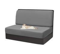 Housse Siege Camping Car en Velours Doux Housse De Coussin De Banquette De Caravane Housse Camping Car Housses De Coussin Extensibles pour Dinette De Camping-Car (Gris Foncé,Lot de 2)