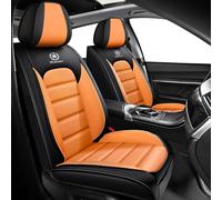 Housse Siege Voiture Universel pour BMW E46 E90 3 Series E21 E30 E36 E91 E92 E93 3 Touring 2000-2026, Cuir PU Imperméable Respirant,Résistant À l'usure，Cadeau d'anniversaire(Black Orange)