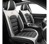 Housse Siege Voiture Universel pour Fiat Panda/Panda Cross, Cuir PU Imperméable Respirant,Résistant À l'usure，Cadeau d'anniversaire(Gray White)