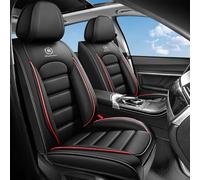 Housse Siege Voiture Universel pour Toyota Hilux Double Cab 8.Generation 2015-2025, Cuir PU Imperméable Respirant,Résistant À l'usure,Cadeau d'anniversaire(Black Red)