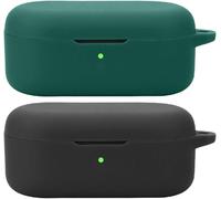 Housse Silicone Compatible Oppo Enco Buds2 Pro ¿ Protection Antichoc Et Anti-Rayures, Charge Sans Fil Compatible, Capuchon Anti-Poussière, Design 3d Mignon Avec Mousqueton (Noir/Vert)