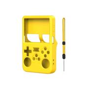 Housse silicone console de jeu pour ANBERNIC R36S Anti-rayures Housse de protection en silicone avec cordon Accessoires de jeu (Jaune)