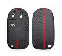Housse Silicone Coque de n Silicone pour e Voiture pour Jeep Renegade Commander Cherokee Grand pour Dodge JCUV pour Fiat 500X pour Dodge Challenger Porte-clés de télécommande-Redline New