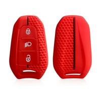 Housse Silicone Coque de n Silicone pour e Voiture pour Peugeot 308 408 508 2008 3008 4008 5008 pour Citroen C1 C4 C4L C6 C3-XR Picasso DS3 DS4 Porte-clés de télécommande-Red New(Light)