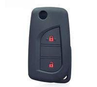 Housse Silicone Coque de n Silicone pour e Voiture pour Yaris Rav 4 2016-2018 pour Peugeot 108 pour Citroen C1 2019 Porte-clés de télécommande-Black with Red