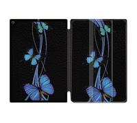 Housse Smart Cover Pour Ipad 10.2 Papillon Bleu Sur Noir