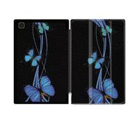 Housse Smart Cover Pour Samsung Galaxy Tab A7 (10.4) Papillon Bleu Sur Noir