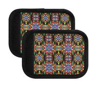 Housse souple colorée pour poignée de bagage Art folklorique Pologne pour une prise en main sèche, poche pour étiquette et crochet, Art populaire traditionnel coloré Pologne, one sizex4
