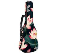 Housse souple pour guitare acoustique avec 2 poches et boucle de suspension arrière pour basse électrique de 101,6 cm, 104,7 cm, 106,7 cm, fleurs de lotus et libellules volantes, Multicolore 02