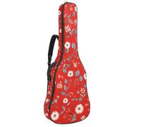 Housse souple pour guitare acoustique avec 2 poches et boucle de suspension arrière pour basse électrique de 101,6 cm, 104,7 cm, 106,7 cm, fleurs de lotus et libellules volantes, Multicolore 07