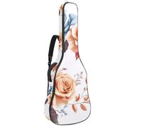 Housse souple pour guitare acoustique avec 2 poches et boucle de suspension arrière pour guitare classique basse électrique de 101,6 cm, 104,7 cm, 106,7 cm, fleurs de lotus roses dans un style vintage
