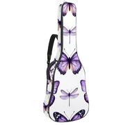 Housse souple pour guitare acoustique avec 2 poches et boucle de suspension arrière pour guitare classique basse électrique de 101,6 cm, 104,7 cm, 106,7 cm, fleurs de lotus roses dans un style vintage