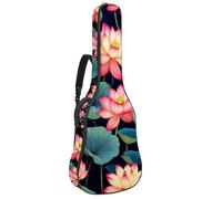 Housse souple pour guitare acoustique, avec 2 poches et boucle de suspension arrière pour guitare classique basse électrique de 101,6 cm, 104,7 cm, 106,7 cm, fleur de lotus colorée et libellules