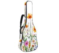 Housse souple pour guitare acoustique, avec 2 poches et boucle de suspension arrière pour guitare classique basse électrique de 101,6 cm, 104,7 cm, 106,7 cm, fleur de lotus colorée et libellules