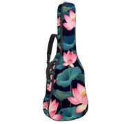 Housse souple pour guitare acoustique, avec 2 poches et boucle de suspension arrière pour guitare classique basse électrique de 101,6 cm, 104,7 cm, 106,7 cm, fleur de lotus colorée et libellules
