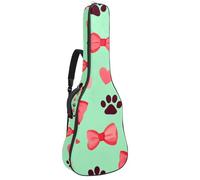 Housse souple pour guitare acoustique avec 2 poches et boucle de suspension arrière pour guitare classique basse électrique de 101,6 cm, 104,7 cm, 106,7 cm, jolis nœuds papillon, cœurs et pattes sur
