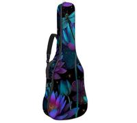 Housse souple pour guitare acoustique, avec 2 poches et boucle de suspension arrière pour guitare classique basse électrique de 101,6 cm, 104,7 cm, 106,7 cm, fleur de lotus colorée et libellules