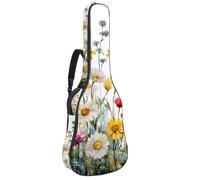 Housse souple pour guitare acoustique, avec 2 poches et boucle de suspension arrière pour guitare classique basse électrique de 101,6 cm, 104,7 cm, 106,7 cm, fleur de lotus colorée et libellules