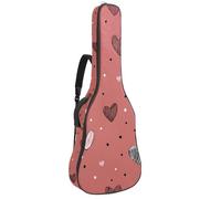Housse souple pour guitare acoustique avec 2 poches et boucle de suspension arrière pour guitares classiques de 101,6 cm, 104,1 cm, 106,7 cm, petits cœurs mignons avec pois sur fond rose, Multicolore