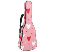 Housse souple pour guitare acoustique avec 2 poches et boucle de suspension arrière pour guitares classiques de 101,6 cm, 104,1 cm, 106,7 cm, petits cœurs mignons avec pois sur fond rose, Multicolore