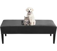 Housse Stretch élastique Banc Universel pour Banc de Salle à Manger Doux Elasticité Banc avec Sangles de Fixation pour hôtel, Banquet, Restaurant Salon, Chambre à Coucher(Black)