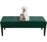 Housse Stretch élastique Banc Universel pour Banc de Salle à Manger Doux Elasticité Banc avec Sangles de Fixation pour hôtel, Banquet, Restaurant Salon, Chambre à Coucher(Green)