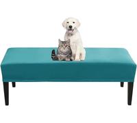 Housse Stretch élastique Banc Universel pour Banc de Salle à Manger Doux Elasticité Banc avec Sangles de Fixation pour hôtel, Banquet, Restaurant Salon, Chambre à Coucher(Blue 1)