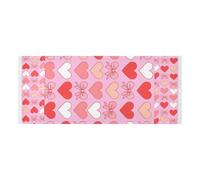 Housse supérieure en dentelle pour réfrigérateur avec sac latéral lavable en machine à laver - Motif cœurs roses et rouges - Nœuds pour laveuse, micro-ondes et réfrigérateur - 130 x 55,9 cm