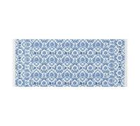 Housse supérieure réutilisable pour machine à laver et sèche-linge avec sac latéral - Tapis anti-poussière en toile bleue et blanche - Nœuds pour buanderie et cuisine - 130 x 55,9 cm