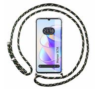 Housse Suspendue Transparente Pour Huawei Honor X7A Avec Cordon Vert / Doré