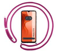 Housse Suspendue Transparente Pour Motorola Moto E13 Avec Cordon Rose Fuchsia
