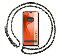 Housse Suspendue Transparente Pour Motorola Moto E13 Avec Cordon Vert / Doré