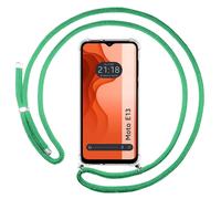 Housse Suspendue Transparente Pour Motorola Moto E13 Avec Cordon Vert Eau