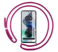 Housse Suspendue Transparente Pour Motorola Moto G23 Avec Cordon Rose Fuchsia