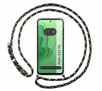 Housse Suspendue Transparente Pour Motorola Moto G53 5G Avec Cordon Vert / Doré