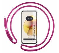 Housse Suspendue Transparente Pour Motorola Moto G73 5G Avec Cordon Rose Fuchsia