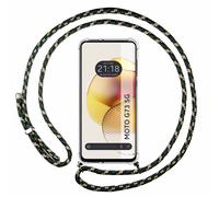 Housse Suspendue Transparente Pour Motorola Moto G73 5G Avec Cordon Vert / Doré
