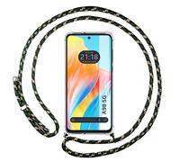 Housse Suspendue Transparente Pour Oppo A98 5G Avec Cordon Vert / Doré