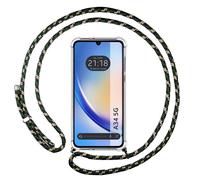Housse Suspendue Transparente Pour Samsung Galaxy A34 5G Avec Cordon Vert / Doré