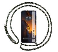 Housse Suspendue Transparente Pour Xiaomi Poco F5 5G Avec Cordon Vert / Doré