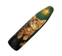 Housse Table à Repasser 130x45 Noël Jaune Chat Housse Planche à Repasser Bande éLastique Resserrable, ReflèTe La Chaleur pour Un Repassage Rapide, Installation Facile