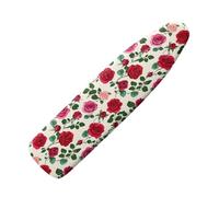 Housse Table a Repasser 150X50 Rose Rouge Rose Feuilles Vertes Housse de Repassage Élastique pour Buanderie et Usage Domestique,Rembourrage en Feutre de 4 Mm, Serrage par Cordon