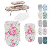 Housse Table à Repasser de Table & Jeannette 60x37cm Coton Rembourré | Lot de 2 housses en coton avec molleton épais et cordon de serrage pour mini planche(Pink Roses)