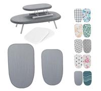 Housse Table à Repasser de Table & Jeannette 60x37cm Coton Rembourré | Lot de 2 housses en coton avec molleton épais et cordon de serrage pour mini planche(Solid Grey)