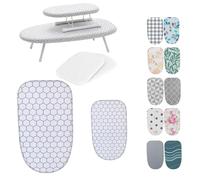 Housse Table à Repasser de Table & Jeannette 60x37cm Coton Rembourré | Lot de 2 housses en coton avec molleton épais et cordon de serrage pour mini planche(Blue Honeycomb)