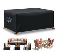 Housse Table de Jardin, Housse Salon de Jardin Exterieur, Housses pour Mobilier de Jardin Imperméable Anti-UV, 420D, 125x63x74 cm